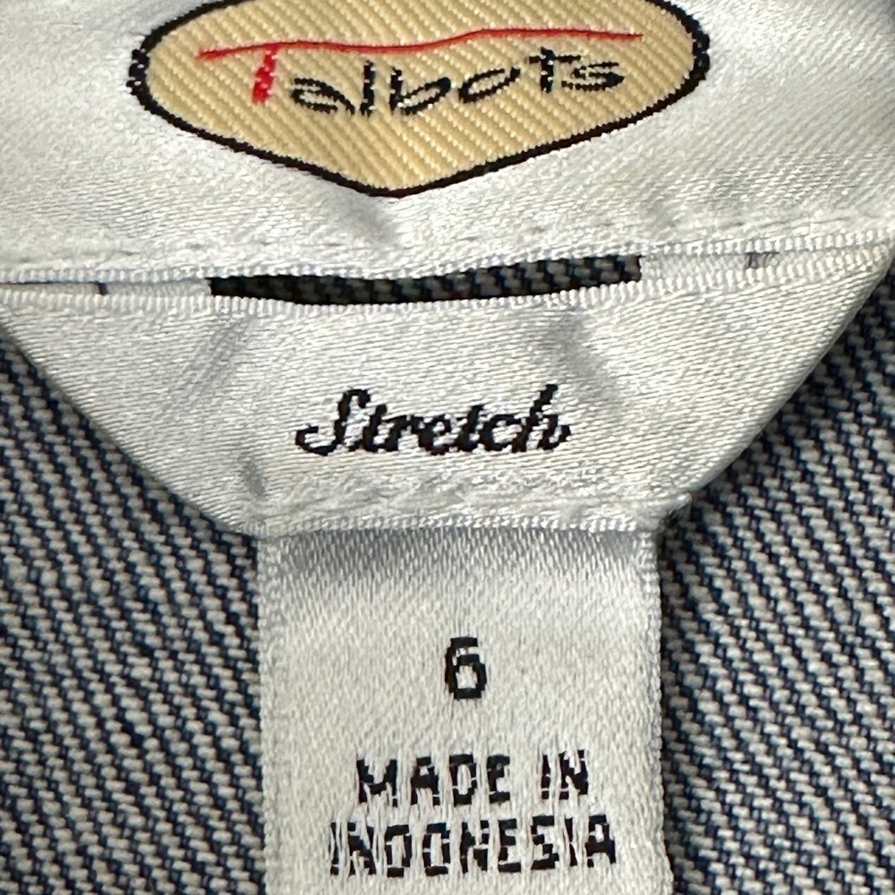 Talbots Denim Military Jacket Sz 6 | Stretch Jean Coat Y2K Indie Vibes - Picture 5 of 7